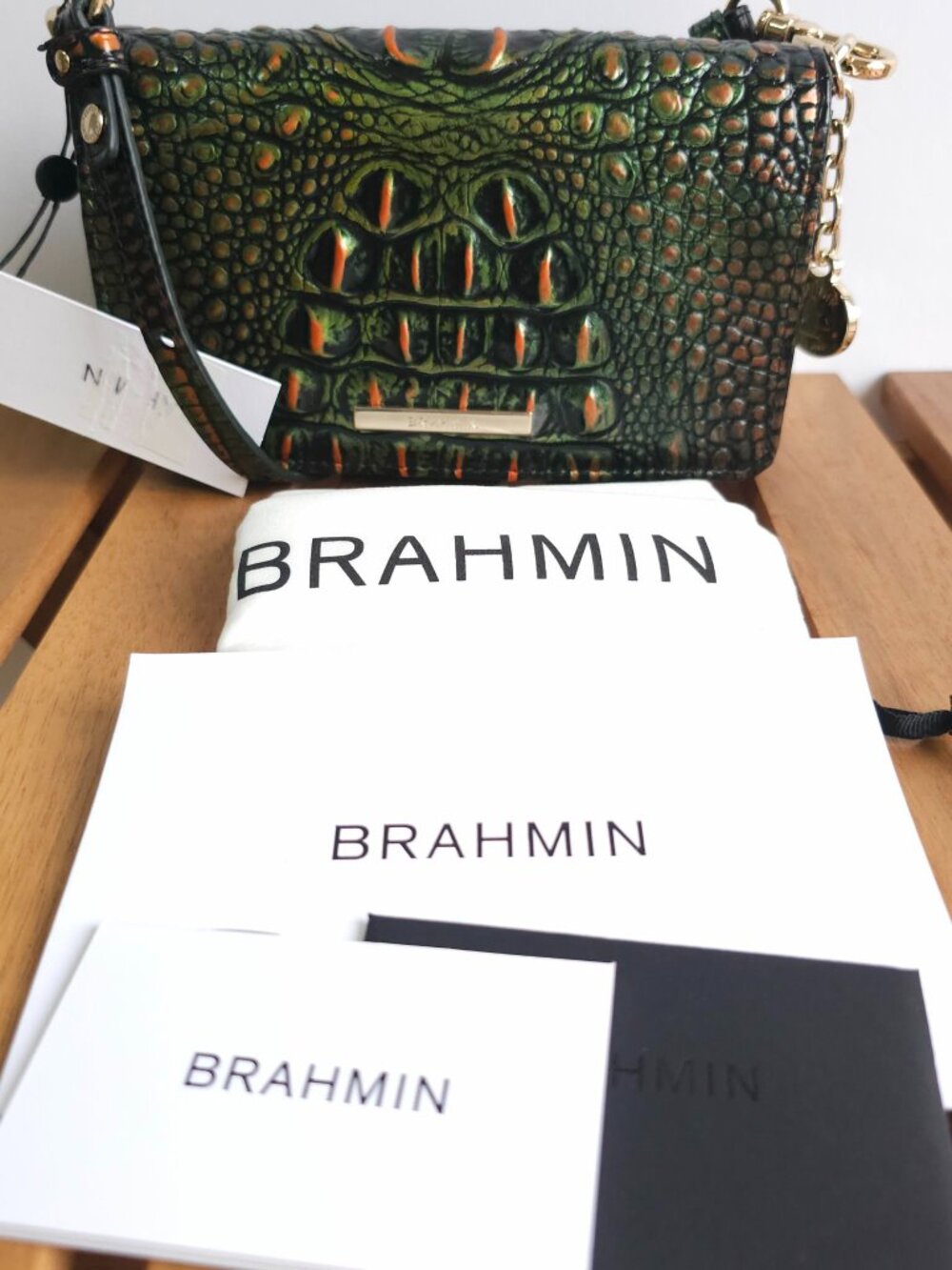 NWT Brahmin Minuette Samba Green Leather Crossbody Handbag - Picture 5 of 12